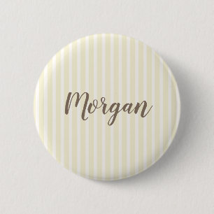 Yellow and White Vertical Stripes 6 Cm Round Badge