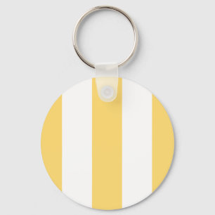 Yellow And White Vertikal Stripes Key Ring