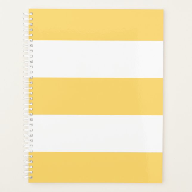 Yellow And White Vertikal Stripes  Planner (Front)