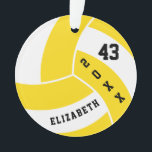 Yellow and White Volleyball 4 | DIY Name Ornament<br><div class="desc">Volleyball Ornament ready for you to personalise. More colours are available if you can't find your colours, please contact me. ✔NOTE: ONLY CHANGE THE TEMPLATE AREAS NEEDED! 😀 If needed, you can remove some of the text and start fresh adding whatever text and font you like. 📌If you need further...</div>