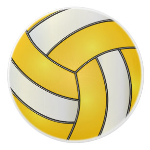 Yellow and White Volleyball Ceramic Knob