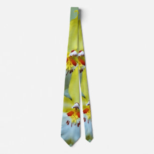 Yellow and White Vuylstekeara Orchids Heart Tie