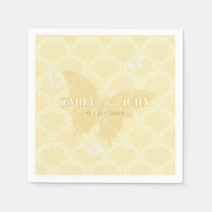 Yellow and White Wedding Butterflies Napkin