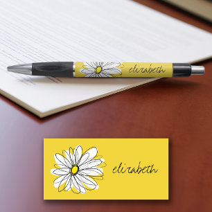 Yellow and White Whimsical Daisy with Custom Text