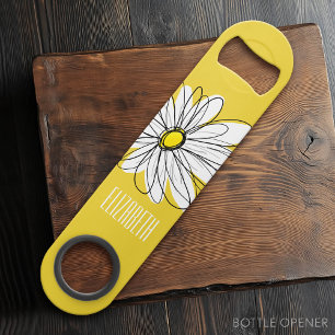 Yellow and White Whimsical Daisy with Custom Text