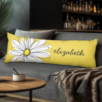 Yellow and White Whimsical Daisy with Custom Text