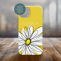 Yellow and White Whimsical Daisy with Custom Text