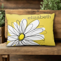 Yellow and White Whimsical Daisy with Custom Text