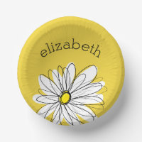 Yellow and White Whimsical Daisy with Custom Text