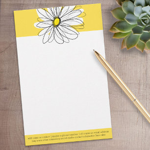 Yellow and White Whimsical Daisy with Custom Text Stationery