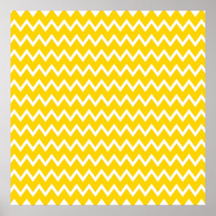 Yellow and White Zigzag Pattern Poster