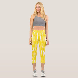 Yellow and Yellow Polka dot High Waisted Capris