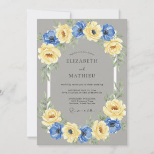 Yellow Anemone Wreath Wedding Invitation