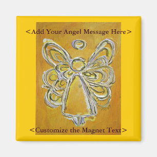 Yellow Angel Art Magnet with Customised Message