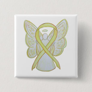 Yellow Angel Awareness Ribbon Art Pins