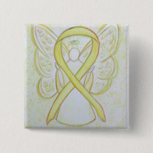 Yellow Angel Awareness Ribbon Art Pins