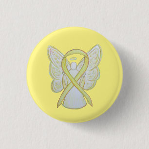 Yellow Angel Awareness Ribbon Custom Art Pins