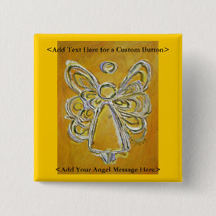 Yellow Angel Button or Pin with Custom Messages