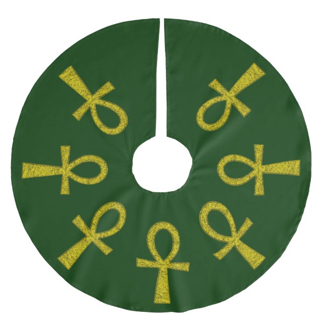 Yellow Ankh Brushed Polyester Tree Skirt (Front)