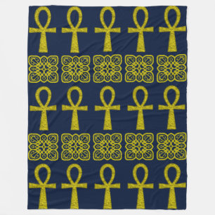 Yellow Ankh Fleece Blanket
