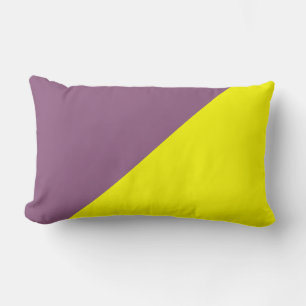 Yellow & Antique fuchsia Solid Colour Background Lumbar Cushion