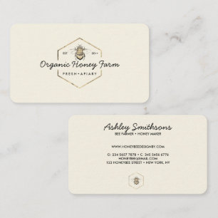 Yellow Apiarist Logo Gold Bumble Bee Honeycomb Business Card