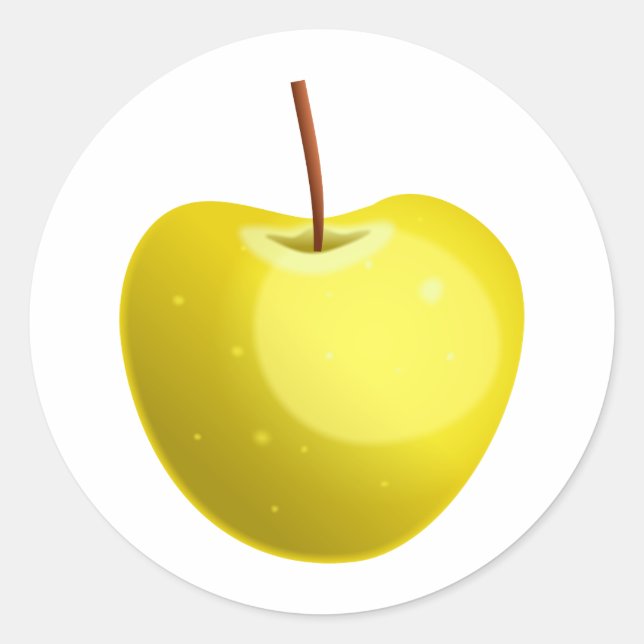 Yellow Apple Classic Round Sticker (Front)