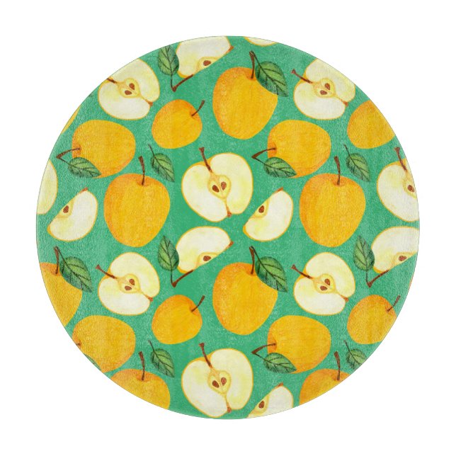Yellow Apple: Juicy Watercolor Pattern. Cutting Board (Front)