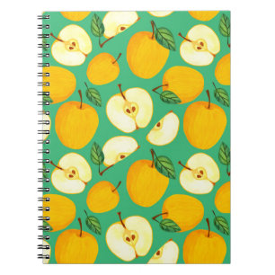 Yellow Apple: Juicy Watercolor Pattern. Notebook
