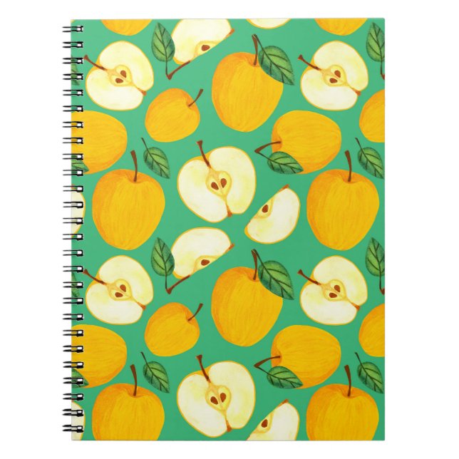 Yellow Apple: Juicy Watercolor Pattern. Notebook (Front)