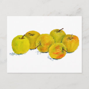 Yellow apples pastel still life postcard