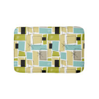 Yellow Aqua Blue Green Funky Squares Mid Century