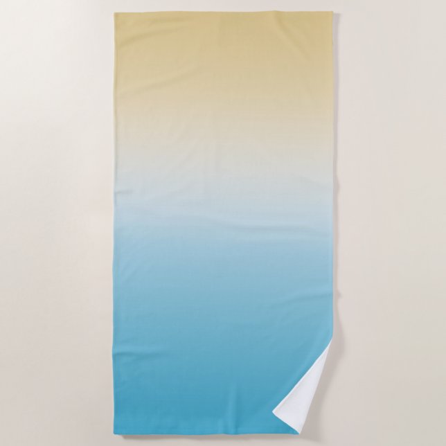 Yellow Aqua Ombre       Beach Towel (Front)