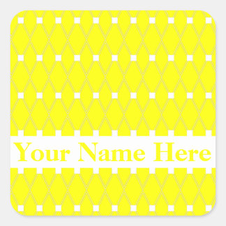 Yellow Argyle Lattice with monogram Square Sticker
