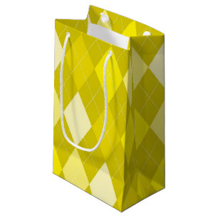 Yellow argyle pattern small gift bag