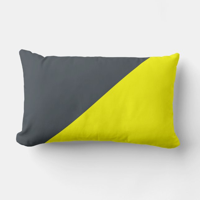 Yellow & Arsenic Solid Colour Background Lumbar Cushion (Front)