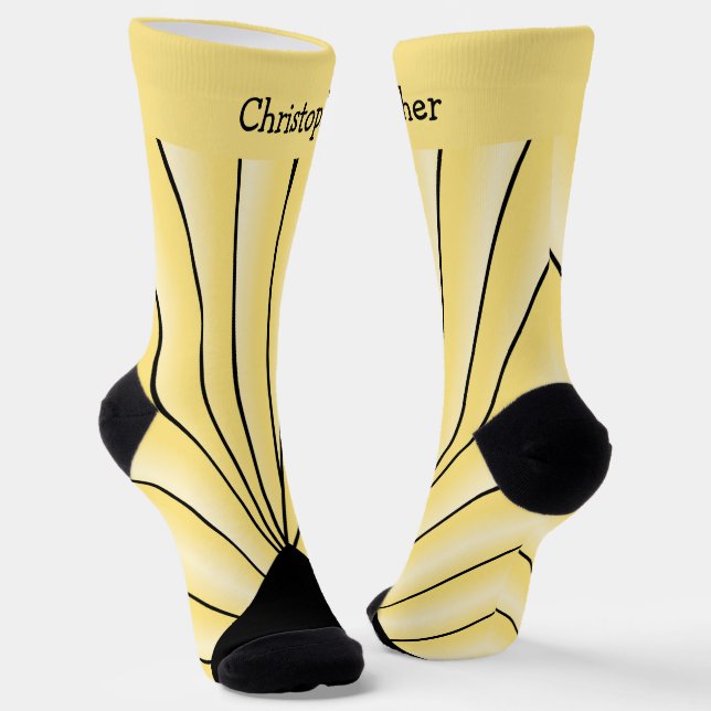 Yellow Art Deco Design Socks (Angled)