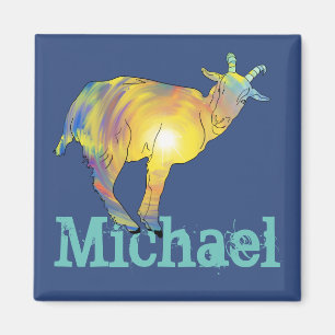 Yellow Art Goat on Things, Design Add Your Name Magnet