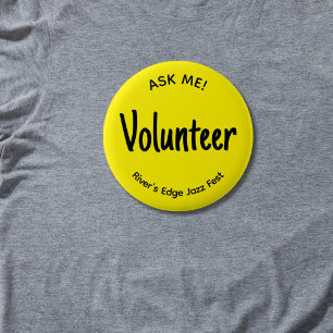 Yellow Ask Me Volunteer Badge