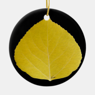 Yellow Aspen Leaf #5 Ceramic Tree Decoration