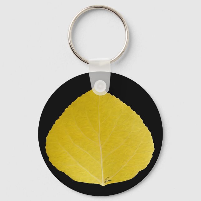 Yellow Aspen Leaf #5 Key Ring (Front)