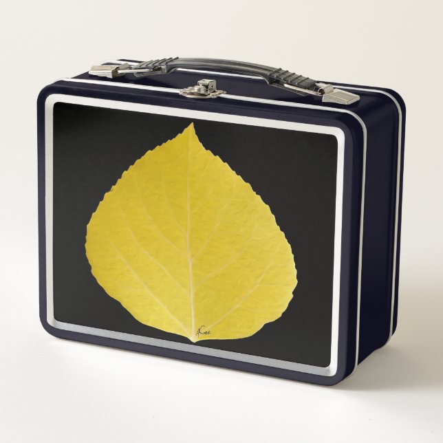 Yellow Aspen Leaf #5 Metal Lunch Box (Front)