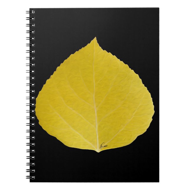 Yellow Aspen Leaf #5 Spiral Notebook (Front)