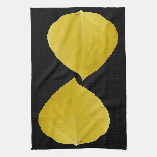 Yellow Aspen Leaf #5 Tea Towel (Vertical)