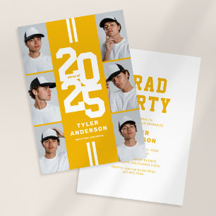 Yellow Athletic Photo Collage Graduation Party Invitation