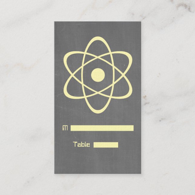 Yellow Atomic Chalkboard Place Card (Front)