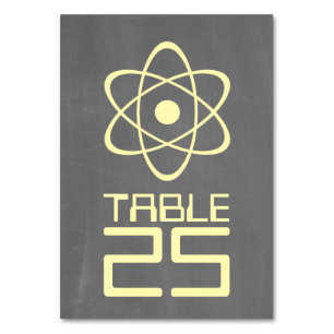 Yellow Atomic Chalkboard Table Card