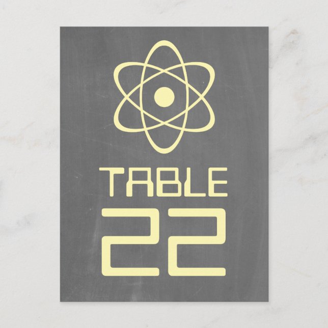 Yellow Atomic Chalkboard Table Number Postcard (Front)