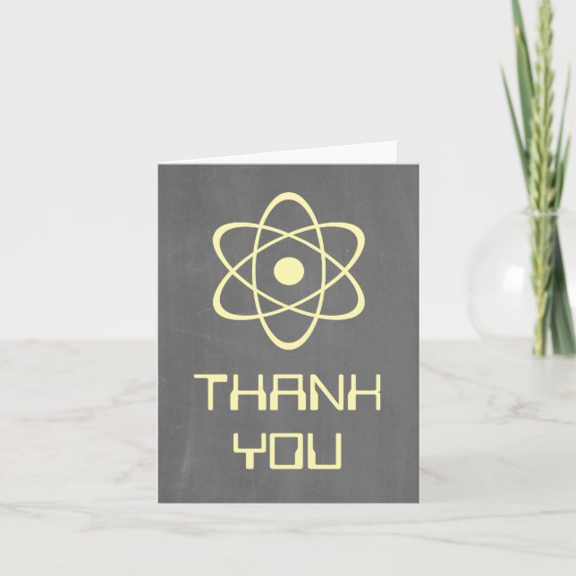 Yellow Atomic Chalkboard Thank You Card (Front)