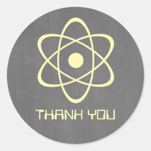 Yellow Atomic Chalkboard Thank You Stickers